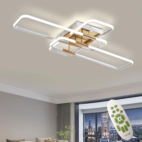 AHRHSM LED-Deckenlampe Deckenleuchte-Dimmbar Weiß Modern-Wohnzimmerlampe mit Fernbedienung Rechteckige - 68W, für Schlafzimmer Wohnzimmer Arbeitszimmer von AHRHSM
