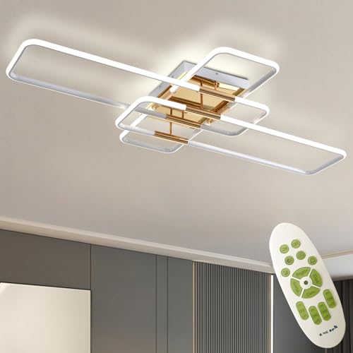 AHRHSM LED-Deckenlampe Deckenleuchte-Dimmbar Weiß Modern-Wohnzimmerlampe mit Fernbedienung Rechteckige - 86W, für Schlafzimmer Wohnzimmer Arbeitszimmer von AHRHSM