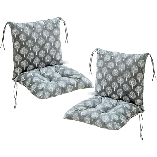 AHSBND 2er Pack Stuhlkissen Mit Rückenlehne Sitzkissen Rückenpolster Mit Gurtband Niedriglehnenkissen Gartenstuhlkissen 40x80cm Abnehmbares Rückenpolster(T-Style) von AHSBND