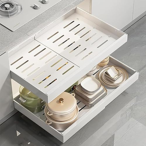 Teleskopschublade, Verstellbare Breite Ausziehbarer Schrank Organizer, Pull Out Cabinet Organizer, Auszug Küchenschrank Küche Organizer Schrank von AHSBND