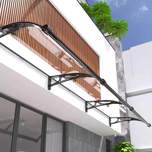 Vordach für Haustür Überdachung aus Aluminium und Polycarbonat, Transparentes Pultbogenvordach, Haustürvordach Pultvordach, Überdachung Haustür Haustürdach(150X200 cm) von AHSBND