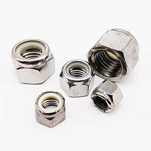 UNF 10# 1/4 5/16 3/8 7/16 1/2 Feingewinde Sechskant-Nylon-Insert-Sicherungsmutter selbsthemmend Nylt-Sicherungsnuss 304 A2-70 Edelstahl (Color : Clear) von AHSKY