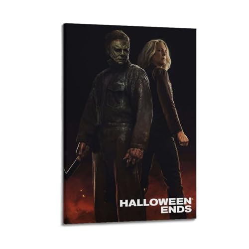 AHSUEWQRUH Halloween-End-Poster, Wandkunst, Leinwandposter, moderne ästhetische Kunst, Dekor, Gemälde für Wohnzimmer, Schlafzimmer, 60 x 90 cm, Rahmenstil von AHSUEWQRUH