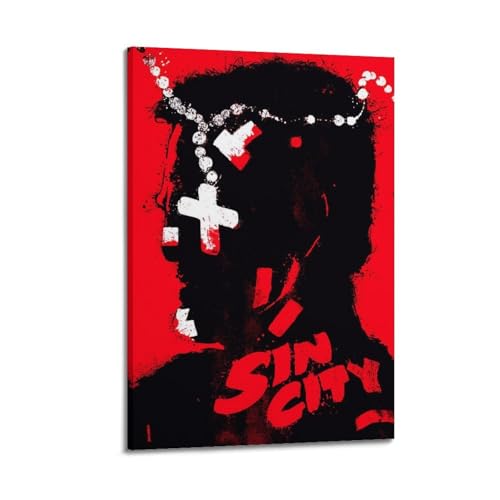 AHSUEWQRUH Sin City Poster, Wandkunst, Leinwandposter, moderne ästhetische Kunst, Dekor, Gemälde für Wohnzimmer, Schlafzimmer, 50 x 75 cm, Rahmenstil von AHSUEWQRUH