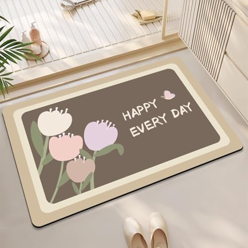 AHTCPO Badematte mit Unregelmäßig Geformten Blumen, rutschfeste Fußmatte, Niedriges Profil, für Terrassenböden(Color 47,50 * 80cm) von AHTCPO