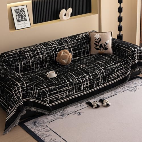 AHTCPO Waschbarer Sofabezug mit Gewebter Textur, Modernes Design(Black,180 * 420cm) von AHTCPO