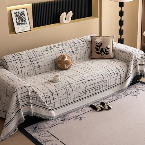 AHTCPO Waschbarer Sofabezug mit Gewebter Textur, Modernes Design(White,180 * 420cm) von AHTCPO