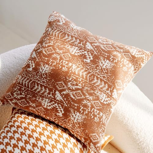 Herbst-KissenbezüGe (45 X 45 cm) 2er-Set, Weiches Polyester-Textil mit Stilvollem Rand, GemüTliche Landhaus-KissenbezüGe, für Couch Bett Sofa Wohnzimmer(Orange Pattern 18 * 18in,4 pcs) von AHTCPO