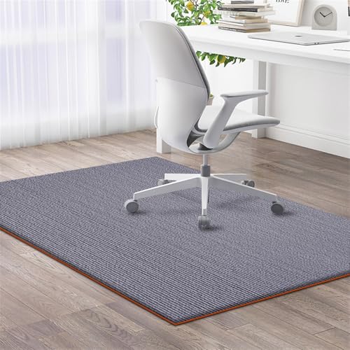 AHUAN Bodenschutzmatte Bürostuhl Unterlage Samt rutschfest Schalldämmung Fußbodenschutz für Hartholzboden, Schreibtischstuhl Unterlage für Teestube, Eingangshalle(90 * 120CM,Grey Thickened) von AHUAN