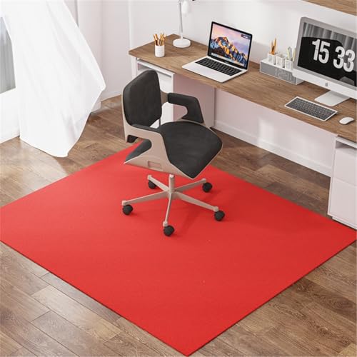 AHUAN Bodenschutzmatte Bürostuhl Unterlage für Hartholzboden Geräuschreduzierung, Fußbodenschutz Easy Glide Schreibtischstuhl Unterlage für Fliesenboden Küche(150 * 150CM,Rot) von AHUAN