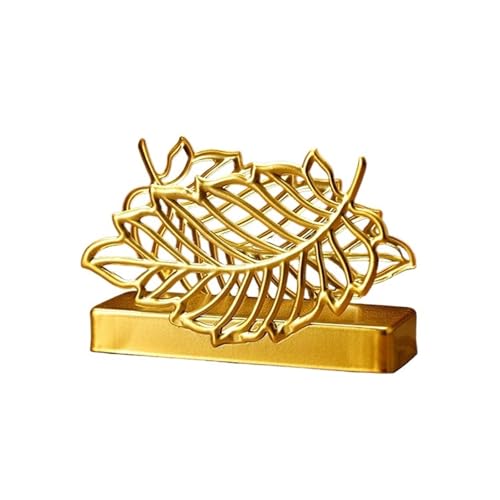 AHUAN Kreativität Schreibtischdekoration Serviettenhalter, Stehend Metall Serviettenspender für Büro, Hotelrezeption Aufbewahrung Haftnotizen Serviettenständer(Gold,Leaf a) von AHUAN