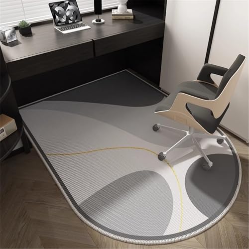 AHUAN Leichter Luxus Schreibtischstuhl Unterlage Mit Rand, Kurzer Flor Bodenschutzmatte Bürostuhl Unterlage rutschfest Rückseite, Fußbodenschutz für Hartholzboden(140 * 200cm,L) von AHUAN