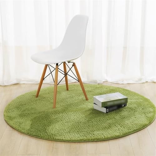 AHUAN Modern Minimalismus rutschfest Schreibtischstuhl Unterlage, Rund Bodenschutzmatte Bürostuhl Unterlage Wohnzimmer, Balkon Fußbodenschutz für Hartholzboden(100cm,Green-Long Hair) von AHUAN