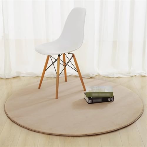 AHUAN Modern Minimalismus rutschfest Schreibtischstuhl Unterlage, Rund Bodenschutzmatte Bürostuhl Unterlage Wohnzimmer, Balkon Fußbodenschutz für Hartholzboden(100cm,Khaki-Short Hair) von AHUAN