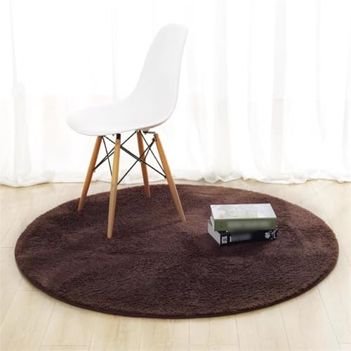AHUAN Modern Minimalismus rutschfest Schreibtischstuhl Unterlage, Rund Bodenschutzmatte Bürostuhl Unterlage Wohnzimmer, Balkon Fußbodenschutz für Hartholzboden(140cm,Coffee-Long Hair) von AHUAN