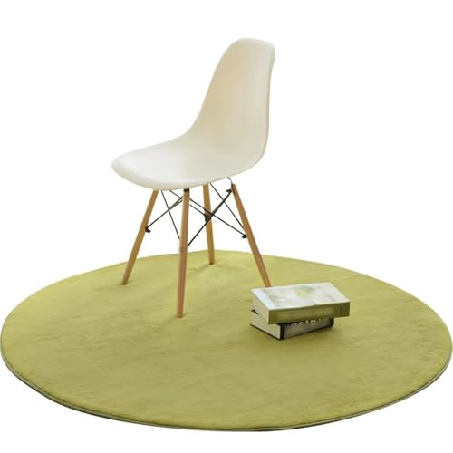 AHUAN Modern Minimalismus rutschfest Schreibtischstuhl Unterlage, Rund Bodenschutzmatte Bürostuhl Unterlage Wohnzimmer, Balkon Fußbodenschutz für Hartholzboden(60cm,Green-Short Hair) von AHUAN