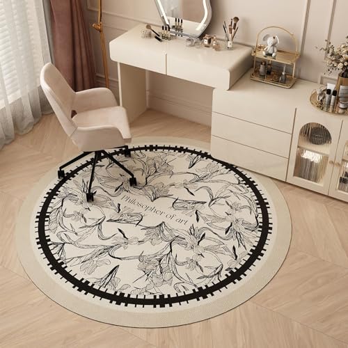 AHUAN Retro Bodenschutzmatte Bürostuhl Unterlage Leicht Gleitend, Verdicktes PVC Schreibtischstuhl Unterlage für Hartholzboden Fußbodenschutz für Studio, Café(100cm,Flower B) von AHUAN