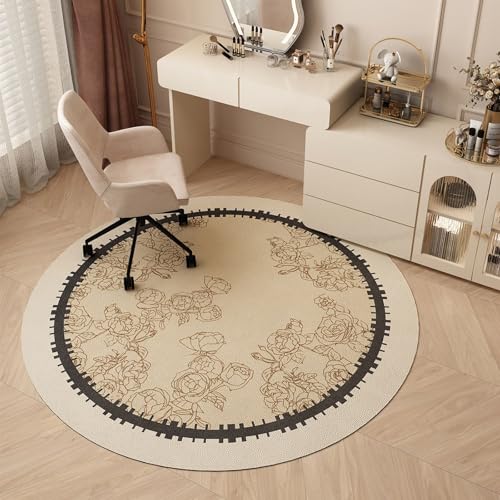 AHUAN Retro Bodenschutzmatte Bürostuhl Unterlage Leicht Gleitend, Verdicktes PVC Schreibtischstuhl Unterlage für Hartholzboden Fußbodenschutz für Studio, Café(140cm,Rose A) von AHUAN