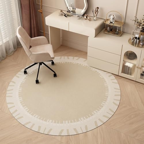 AHUAN Retro Bodenschutzmatte Bürostuhl Unterlage Leicht Gleitend, Verdicktes PVC Schreibtischstuhl Unterlage für Hartholzboden Fußbodenschutz für Studio, Café(80cm,Khaki) von AHUAN