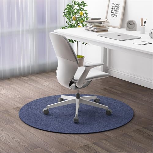 AHUAN Rund Bodenschutzmatte Bürostuhl Unterlage rutschfeste Unterseite, Geräuscharm Schreibtischstuhl Unterlage für Küche, Fußbodenschutz Nach Wunsch Zuschneidbar(Blau,80cm) von AHUAN