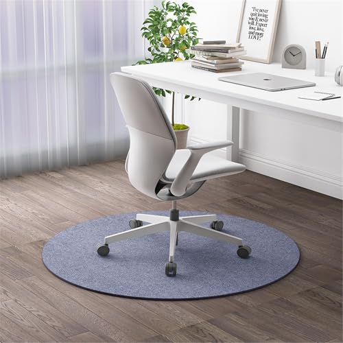 AHUAN Rund Bodenschutzmatte Bürostuhl Unterlage rutschfeste Unterseite, Geräuscharm Schreibtischstuhl Unterlage für Küche, Fußbodenschutz Nach Wunsch Zuschneidbar(Gray,60cm) von AHUAN