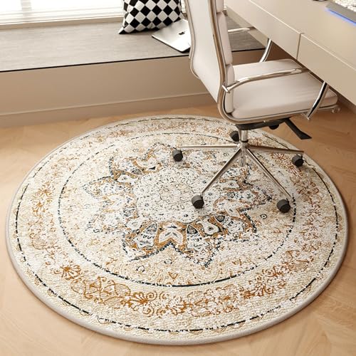 AHUAN Schlafzimmer Bodenschutzmatte Bürostuhl Unterlage Schaukelstuhl, Schminktisch Fußbodenschutz für Fliesenböden, rutschfest Schalldämmung Schreibtischstuhl Unterlage(100cm,Beige) von AHUAN