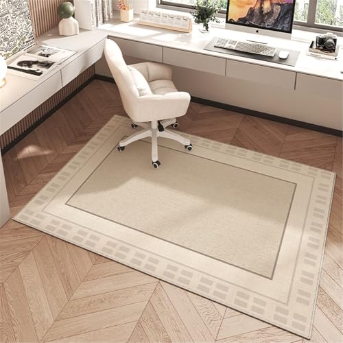 AHUAN Schreibtisch Bodenschutzmatte Bürostuhl Unterlage Mit Rand Velvet, Fußbodenschutz für Hartholzboden rutschfeste Schreibtischstuhl Unterlage Gästezimmer(120 * 120cm,Modern E) von AHUAN