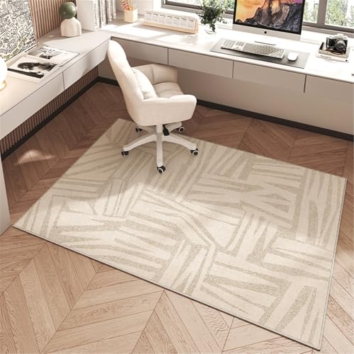 AHUAN Schreibtisch Bodenschutzmatte Bürostuhl Unterlage Mit Rand Velvet, Fußbodenschutz für Hartholzboden rutschfeste Schreibtischstuhl Unterlage Gästezimmer(120 * 120cm,Modern V) von AHUAN