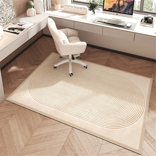 AHUAN Schreibtisch Bodenschutzmatte Bürostuhl Unterlage Mit Rand Velvet, Fußbodenschutz für Hartholzboden rutschfeste Schreibtischstuhl Unterlage Gästezimmer(120 * 140cm,Modern M) von AHUAN