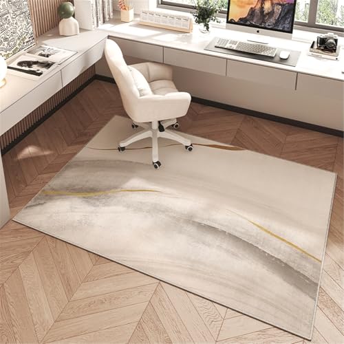 AHUAN Schreibtisch Bodenschutzmatte Bürostuhl Unterlage Mit Rand Velvet, Fußbodenschutz für Hartholzboden rutschfeste Schreibtischstuhl Unterlage Gästezimmer(140 * 140cm,Modern J) von AHUAN
