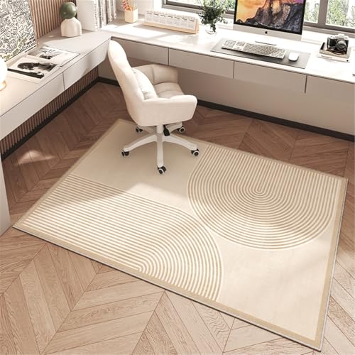 AHUAN Schreibtisch Bodenschutzmatte Bürostuhl Unterlage Mit Rand Velvet, Fußbodenschutz für Hartholzboden rutschfeste Schreibtischstuhl Unterlage Gästezimmer(140 * 140cm,Modern P) von AHUAN