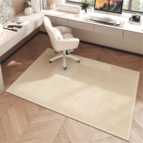 AHUAN Schreibtisch Bodenschutzmatte Bürostuhl Unterlage Mit Rand Velvet, Fußbodenschutz für Hartholzboden rutschfeste Schreibtischstuhl Unterlage Gästezimmer(140 * 140cm,Modern T) von AHUAN