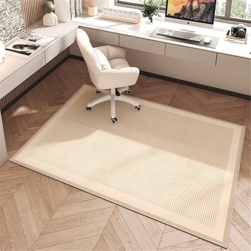 AHUAN Schreibtisch Bodenschutzmatte Bürostuhl Unterlage Mit Rand Velvet, Fußbodenschutz für Hartholzboden rutschfeste Schreibtischstuhl Unterlage Gästezimmer(140 * 160cm,Modern L) von AHUAN