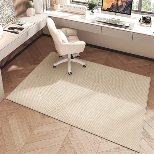 AHUAN Schreibtisch Bodenschutzmatte Bürostuhl Unterlage Mit Rand Velvet, Fußbodenschutz für Hartholzboden rutschfeste Schreibtischstuhl Unterlage Gästezimmer(140 * 200cm,Modern U) von AHUAN