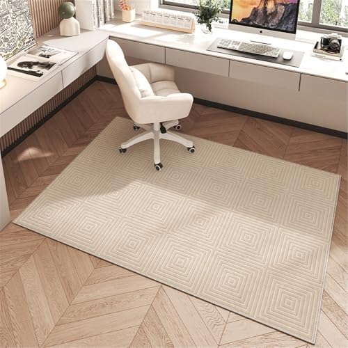 AHUAN Schreibtisch Bodenschutzmatte Bürostuhl Unterlage Mit Rand Velvet, Fußbodenschutz für Hartholzboden rutschfeste Schreibtischstuhl Unterlage Gästezimmer(160x230cm,Modern Z) von AHUAN