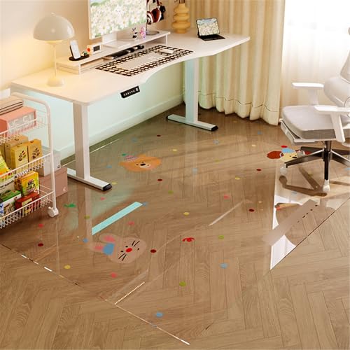 AHUAN Schreibtischstuhl Unterlage für Hartholzboden, Wasserdicht PVC Bodenschutzmatte Bürostuhl Unterlage Transparent Fußbodenschutz Schalldämmend Ohne Aufrollen(80 * 120cm,Transparent C) von AHUAN