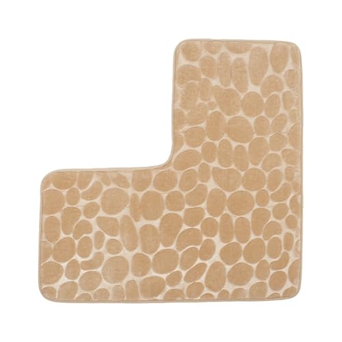 L-förmige Eck-Badezimmermatte, Kopfsteinpflaster, rutschfest, maschinenwaschbar, weich, saugfähig, Bodenmatte, Eck-Duschmatte (Beige) von AHUFGN