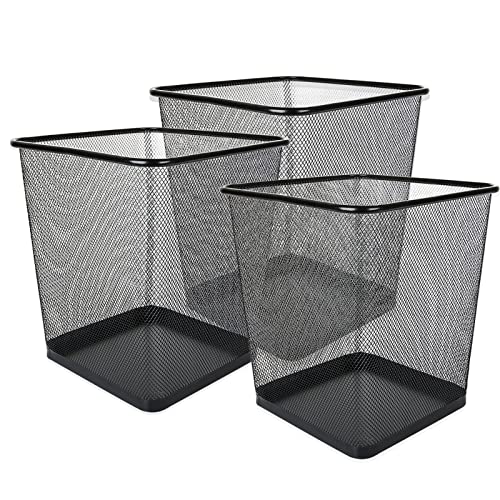 AHUNTTER 3 Stück Netz-Papierkorb 12 Liter Metallkorb kleiner Mülleimer Mülleimer für Schlafzimmer Badezimmer Büro Zuhause Küche Zubehör 24 x 26 cm schwarz quadratisch AHUNTTER 3 Stück Netz-Papierkorb 12 Liter Metallkorb kleiner Mülleimer Mülleimer für Schlafzimmer Badezimmer Büro Zuhause Küche Zubehör 24 x 26 cm schwarz quadratisch von AHUNTTER