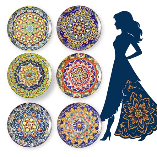 AHX Keramik Teller Set für 6 Personen - Bunte Speiseteller für Salat, Steak & Hauptspeise - Großes Boho Essteller Set - Spülmaschinenfest und Mikrowellengeeignet - 26,7 cm AHX Keramik Teller Set für 6 Personen - Bunte Speiseteller für Salat, Steak & Hauptspeise - Großes Boho Essteller Set - Spülmaschinenfest und Mikrowellengeeignet - 26,7 cm von AHX