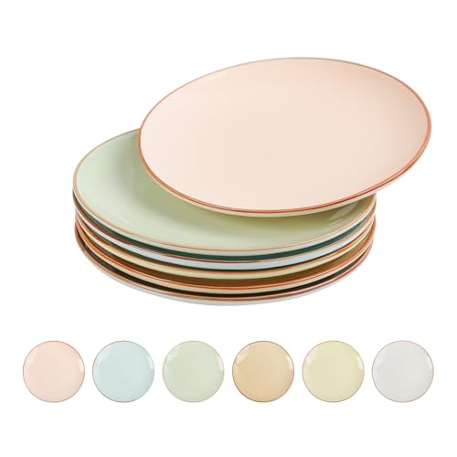 Dessertteller Kuchenteller Salatteller Frühstücksteller Keramik - Teller Set 6 Personen - Servierteller Modern in Bonbon Tönen - Ideal für Dessert | Salat | Frühstück | Kuchen | Antipasti - 20,5 cm von AHX