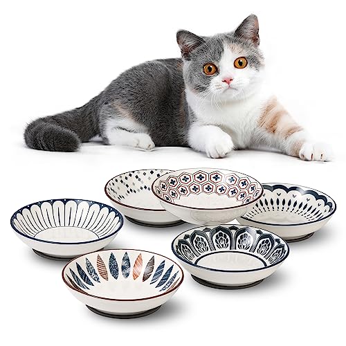 Katzen Futternapf Fressnapf Katze Keramik - Katzennapf mit Rutschfester Matte - Katzennäpfe Set - Katzenfutter Napf Klein - Katzenschüssel Flach - Futterschale Katze - Katzen Napfset - 6 Stück - 250ml Katzen Futternapf Fressnapf Katze Keramik - Katzennapf mit Rutschfester Matte - Katzennäpfe Set - Katzenfutter Napf Klein - Katzenschüssel Flach - Futterschale Katze - Katzen Napfset - 6 Stück - 250ml von AHX