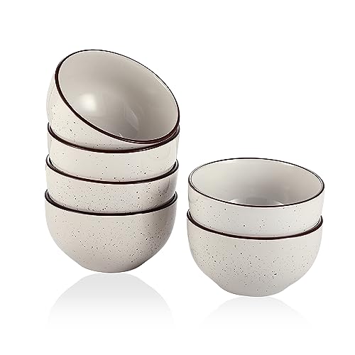 Müslischalen Porzellan Salatschüssel Keramik Suppenschalen - Müslischüsseln Modern Design - Schale Schüssel Tief - 6er Schalen Set fur Müsli | Salat | Suppe | Cornflakes | Nudeln - 650 ml - 14 x 8 cm von AHX