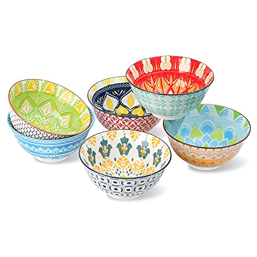 Müslischalen Suppenschüsseln Salatschale 15.7cm - Schalen Set 6 Stück - Bunt Schale Schüssel aus Porzellan für Müsli | Ramen | Suppe | Salat | Nudeln | Porridge | 700ml von AHX