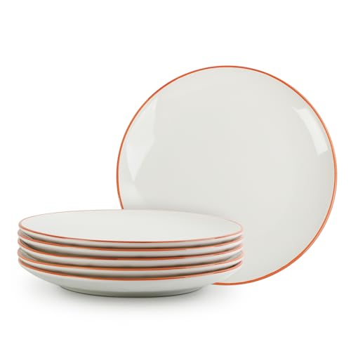 Teller Set Speiseteller Essteller Keramik - Tellerset Groß - Servierteller Set 6 Personen - Flachteller Set im Minimalistisch Stil - Ideal für Salat | Steak | Hauptspeise | Abendbrot - 25,3 cm - Weiß von AHX