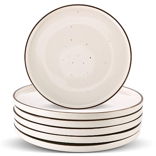 Teller Set Speiseteller Essteller Porzellan - Servierteller Modern Design - Tellerset 6 Personen - Geschirrteller Keramik - Flache Teller Groß para Salat | Steak | Hauptspeise | Abendbrot - 26,5 cm von AHX