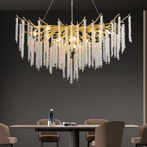 AHXIAOZN Modern Kronleuchter Kristall Leuchte,Luxus Kristall Pendelleuchte,Dimmbar Rund Kristall Hängeleuchte,für Esszimmer, Küche, Wohnzimmer, Schlafzimmer, Flur, Café,Bar（Gold，120cm） von AHXIAOZN