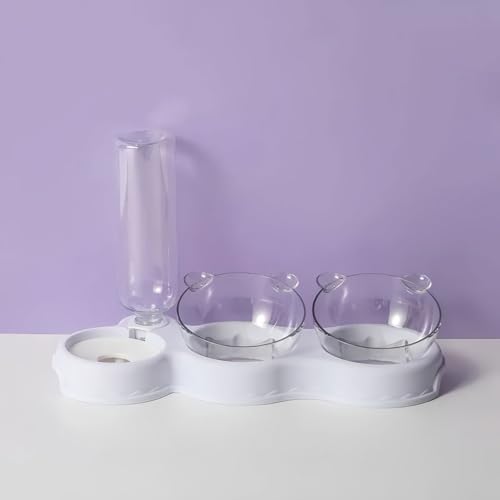3-in-1 Katze Futternapf Und Wassernapf Set，Katzennapf, 15° Neigbar Mit Automatischer Wasserflasche, Gekippter Erhöhter Wassernapf Für Kleine Und Mittelgroße Hunde Und Katze(C) von AHYBE