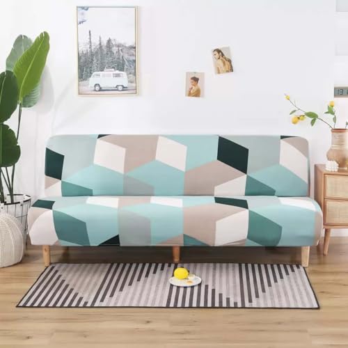 Armlose Futon-Abdeckung Couchbezug Ohne Armlehne 2/3/4 Sitzer Sofabezug Ohne Armlehne 120-150cm Couchbezug Für Futon, Stretch Jacquard, Möbelschutz Für Kinder, Haustiere, Hund Und Katze(E,120-150cm) von AHYBE