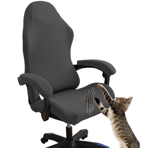 Gaming Stuhl Bezug 4 Stück Stuhlhussen Für Gamer Stühle Gamingstuhl-Bezüge Kratzfest Stuhl Bezug Bürostuhl Drehstuhl Bezug Mit Armlehnen Sessel Überzug Dehnbare Stuhl Bezüge Für Computer-Spielstuhl(B) von AHYBE