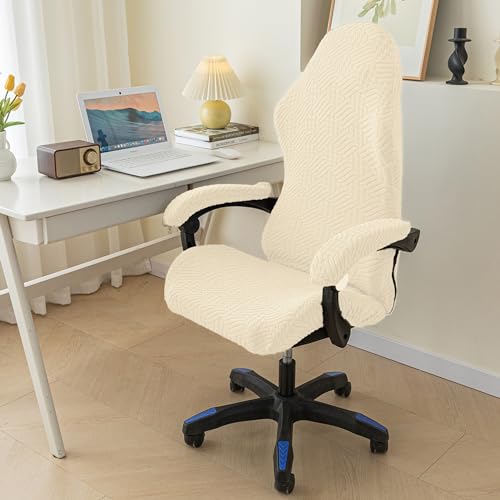 Gamingstuhl-Bezüge Gaming Stuhl Bezug 4 Stück, Stuhlhussen Für Gamer Stühle Sessel Überzug Bürostuhl Drehstuhl Bezug Dehnbare Sitzbezug Mit Armlehnen Stuhlrücken Bezug Für Computer-Spielstuhl(D) von AHYBE